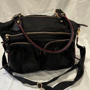 MZ Wallace Black and Gold Baby Bag with Adjustable Strap
